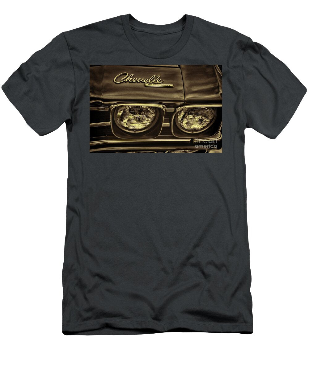 1969 Chevelle Ss 396 Headlights Retro Sepia Paul Ward T-Shirt