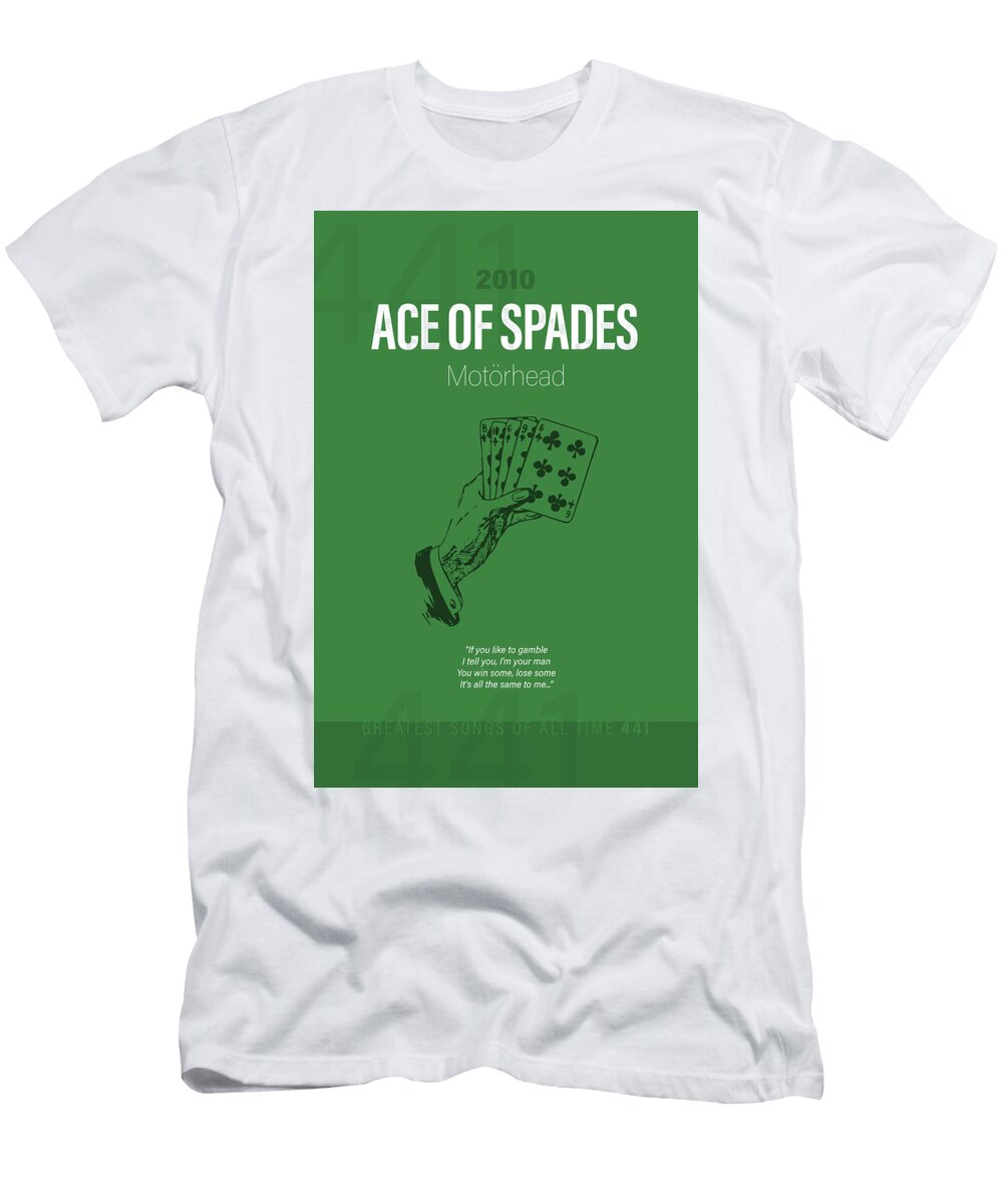 Ace of Spades Motorhead Minimalist Song Lyrics Greatest Hits of All Time 441 Design Turnpike T-Shirt