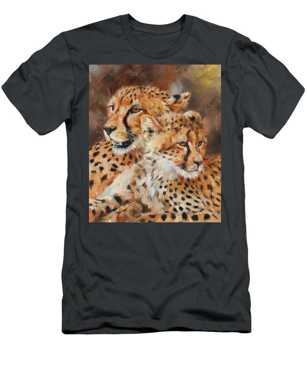 Cheetah and Cub David Stribbling T-Shirt