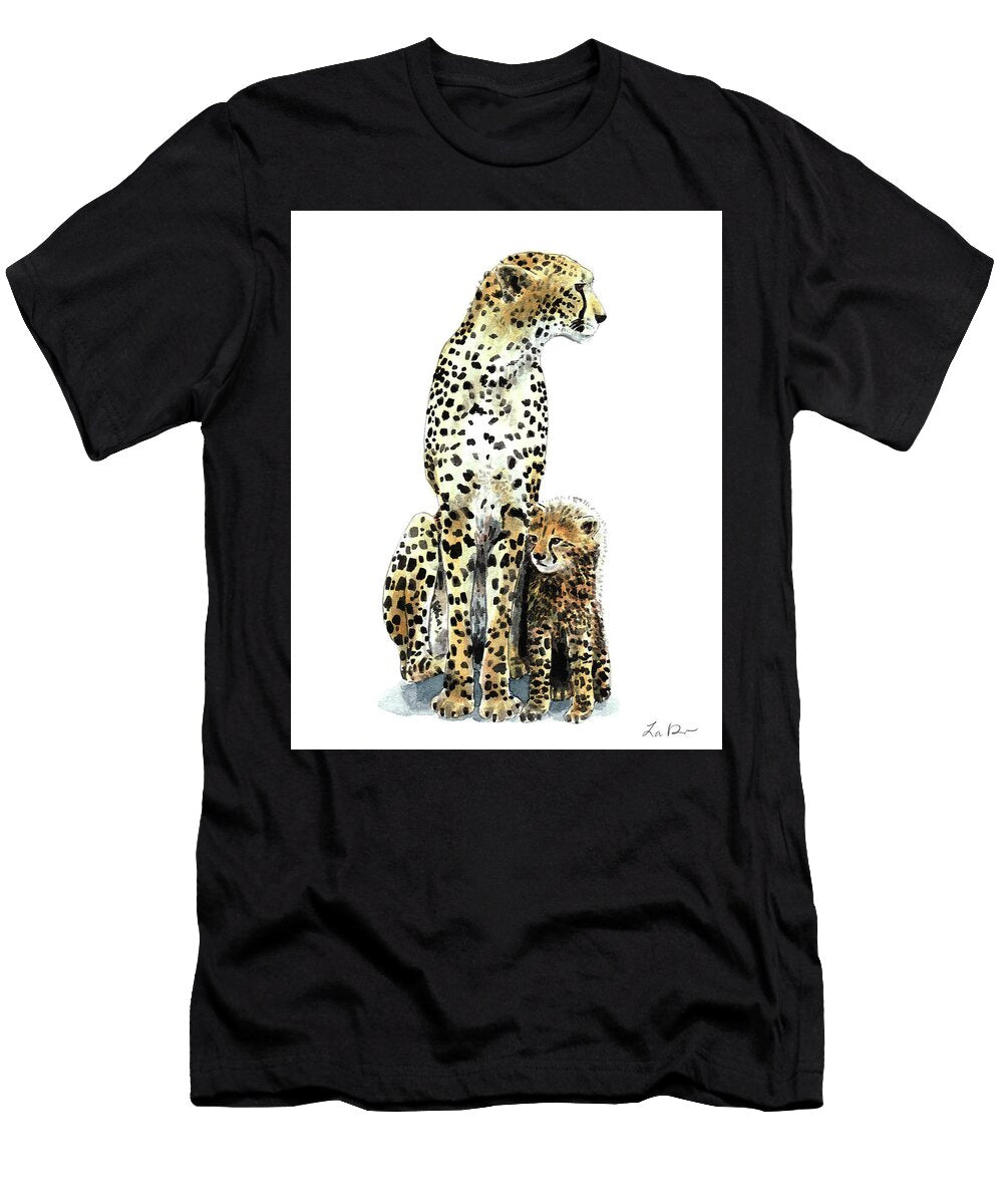 Cheetah Mom and Baby 2 Laura Row T-Shirt