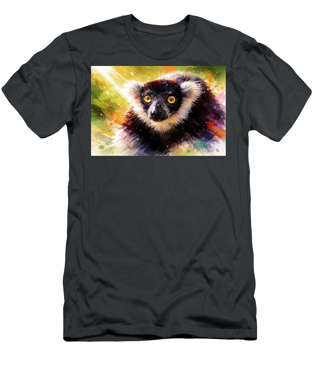 Colorful Lemur Portrait Linda De Klein T-Shirt